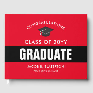 Red and Black Graduation Personalized Guest Book
