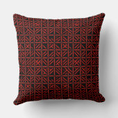 Red and black grid pattern  throw pillow (Back)