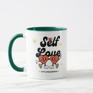 Red and Black Groovy Retro Cute Self Love Mug