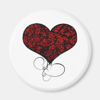 Red and Black Grunge Heart Magnet