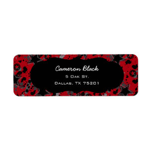 Red and Black Grunge Star Custom Address Labels