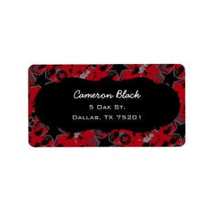 Red and Black Grunge Star Custom Address Labels