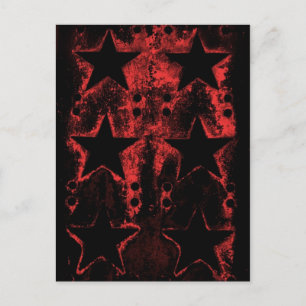 Red and black grungy stars gothic postcard