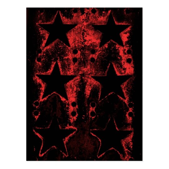 Red and black grungy stars gothic postcard