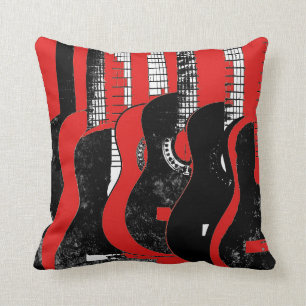 Red And Black Guitars Pillow