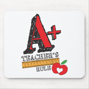 Red and Black Hand Drawn A Plus Teachers Rule Mouse Pad