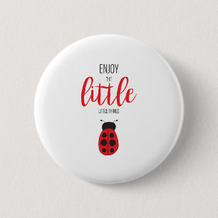 Red and Black Hand Drawn Baby Ladybug Cute Bug 2 Inch Round Button