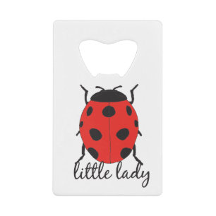 Red and Black Hand Drawn Baby Ladybug Cute Bug Credit Card Bottle Opener