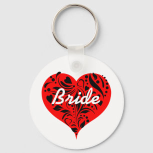 Red And Black Heart Bride Keychain