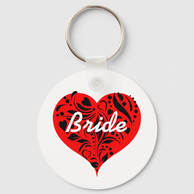 Red And Black Heart Bride Keychain (Front)