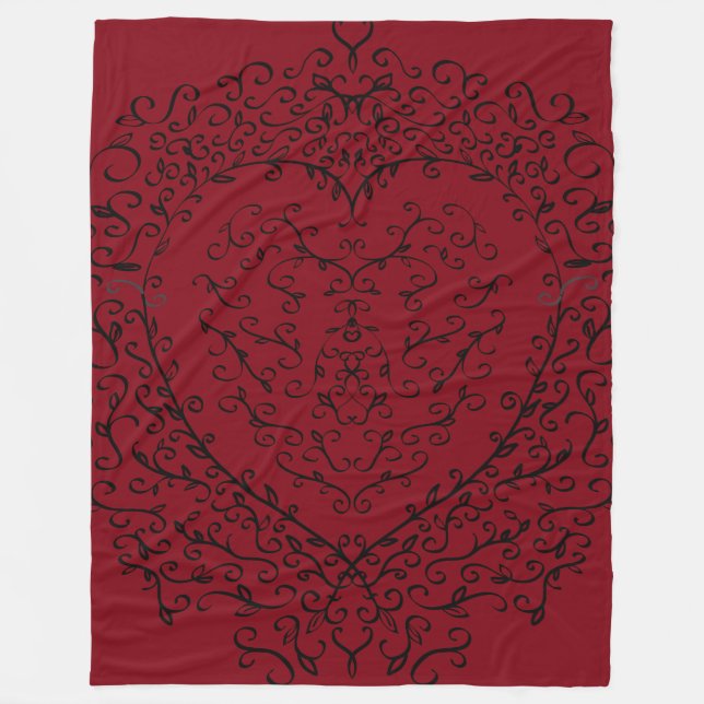 Red and Black Heart Gothic Wedding Blanket (Front)