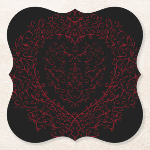 Red and Black Heart Gothic Wedding Coasters