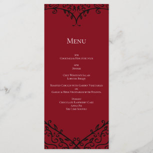 Red and Black Heart Gothic Wedding Menu