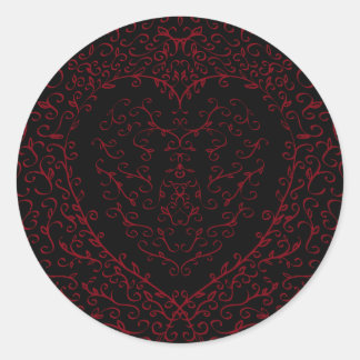 Red and Black Heart Gothic Wedding Stickers