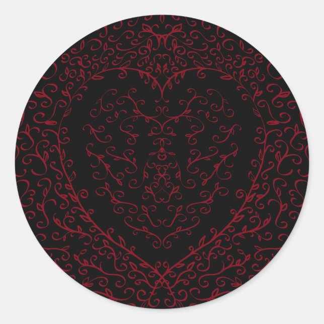 Red and Black Heart Gothic Wedding Stickers (Front)