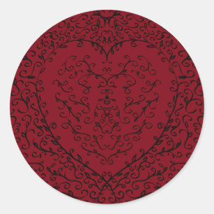 Red and Black Heart Gothic Wedding Stickers
