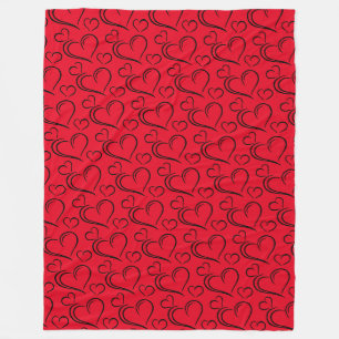 Red and black heart large sherpa blanket