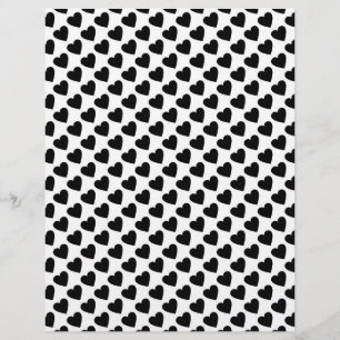 Red and Black Heart Love Patterned Scrapbook Paper