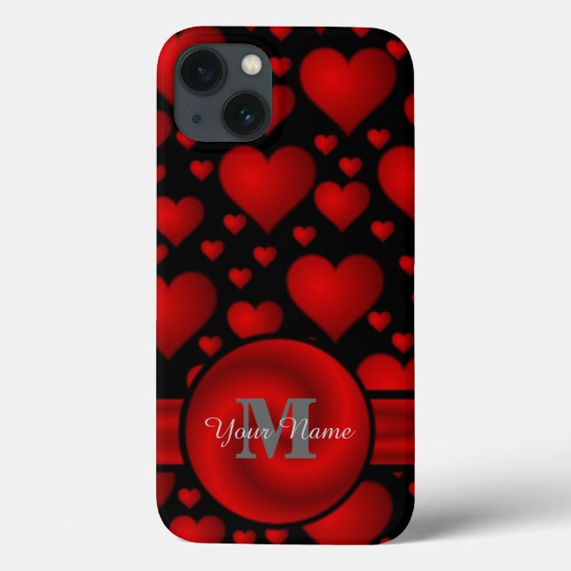 Red and  black heart pattern personalized Case-Mate iPhone case (Back)