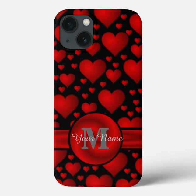 Red and  black heart pattern personalized Case-Mate iPhone case (Back)