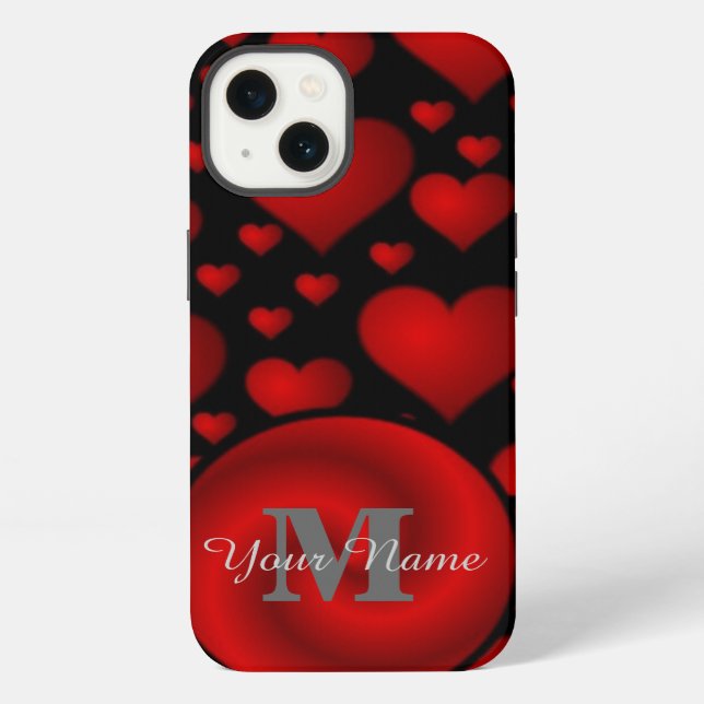 Red and  black heart pattern personalized iPhone case (Back)