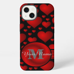 Red and  black heart pattern personalized iPhone 13 case