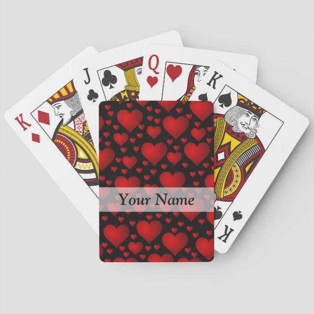 Red and black heart pattern playing cards (Back)