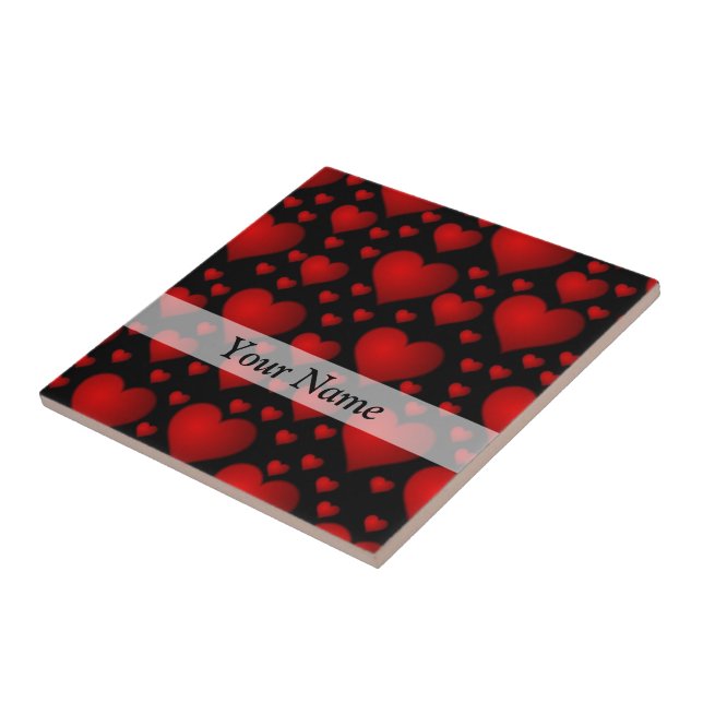 Red and black heart pattern tile (Side)