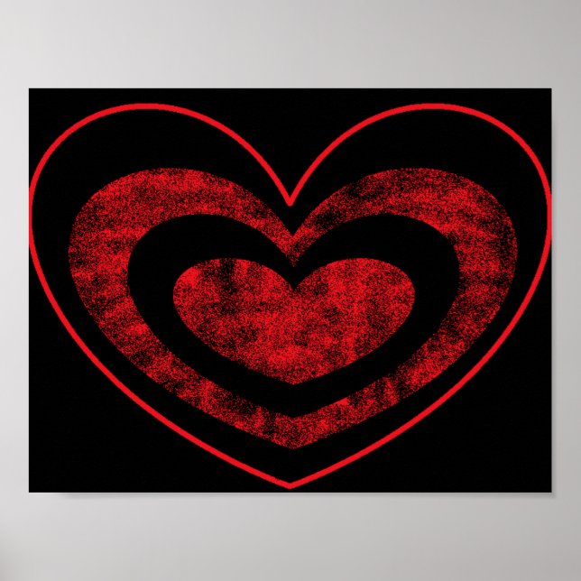 Red and Black Heart Poster Wall Hanging (Front)