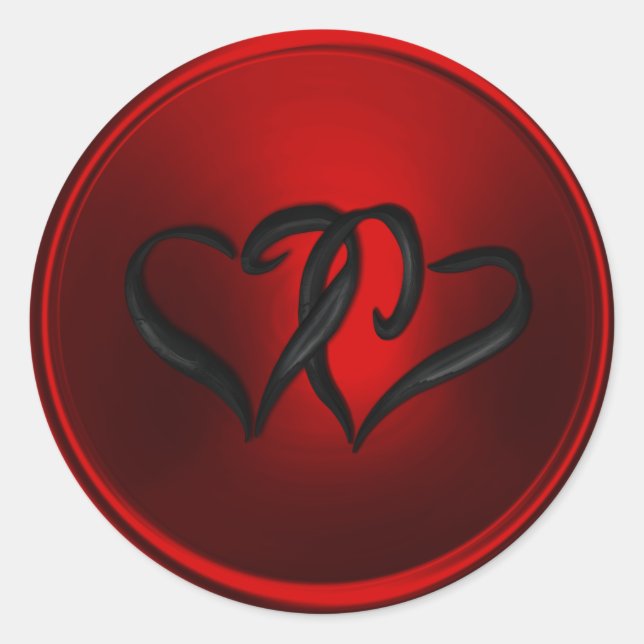 Red and Black Hearts Envelope Seal (Front)