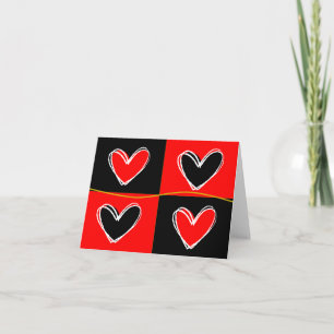 Red and Black Hearts Holiday Card