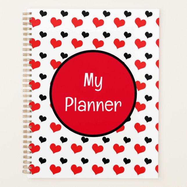 Red and black hearts planner (Front)