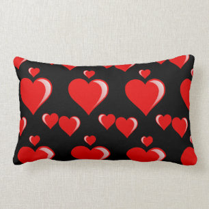 Red and Black Hearts Valentine's Day Pattern Lumbar Pillow