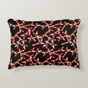 Red and Black Heavy Metal Electric Guitar Pattern Accent Pillow