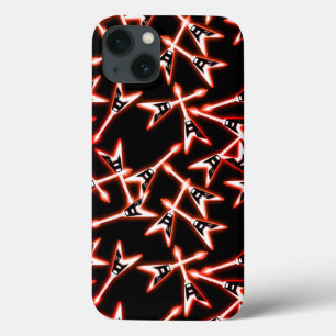 Red and Black Heavy Metal Electric Guitar Pattern iPhone 13 Case
