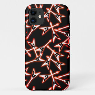 Red and Black Heavy Metal Electric Guitar Pattern iPhone 11 Case