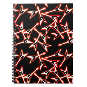 Red and Black Heavy Metal Electric Guitar Pattern Notebook