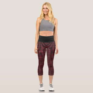 Red and Black High Waisted Capri Legging