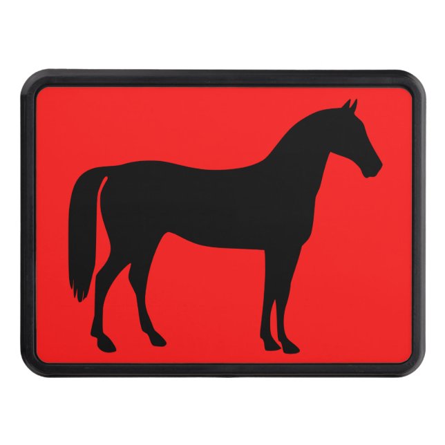 Red and Black Horse Silhouette Trailer Hitch Cover (Front)