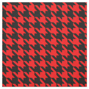 Red and Black Houndstooth Check Fabric