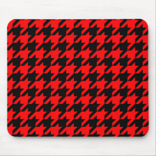 Red and Black Houndstooth Check Mouse Pad