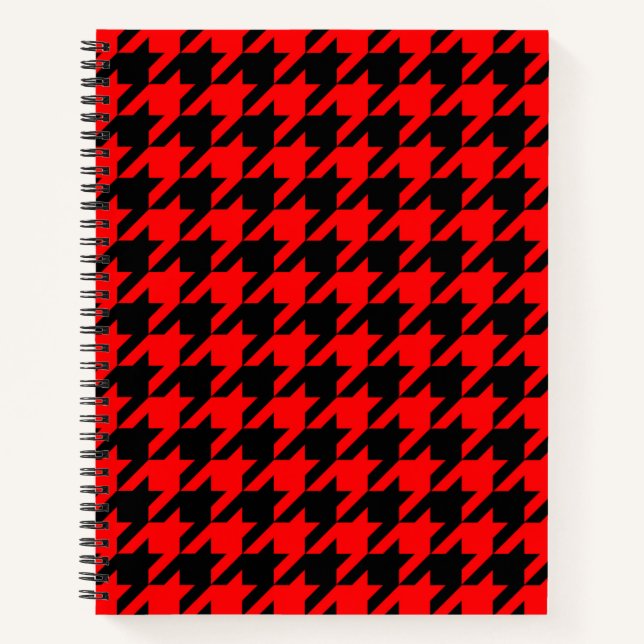 Red and Black Houndstooth Check Notebook (Front)