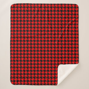 Red and Black Houndstooth Check Sherpa Blanket