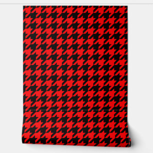 Red and Black Houndstooth Check Wallpaper
