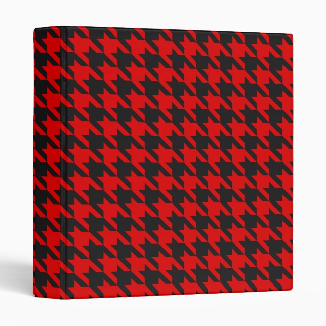 Red And Black Houndstooth Pattern Binder (Front/Spine)