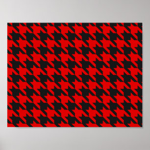 Red And Black Houndstooth Pattern Poster