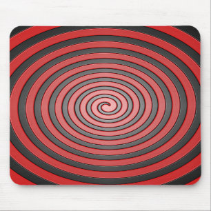 Red and Black Hypnotic Spiral Mouse Pad