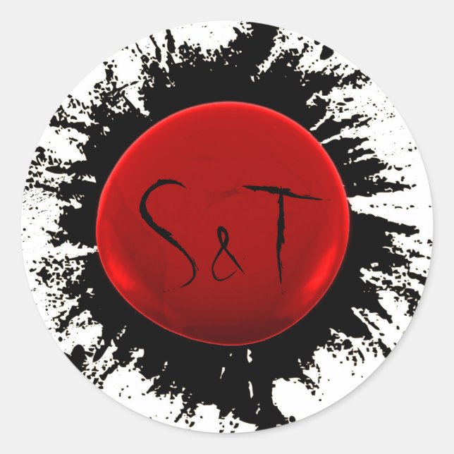 Red and Black Initial Wax and Ink Envelope Seal (Front)