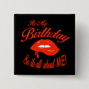 Red and Black It's My Birthday 2 Inch Square Button