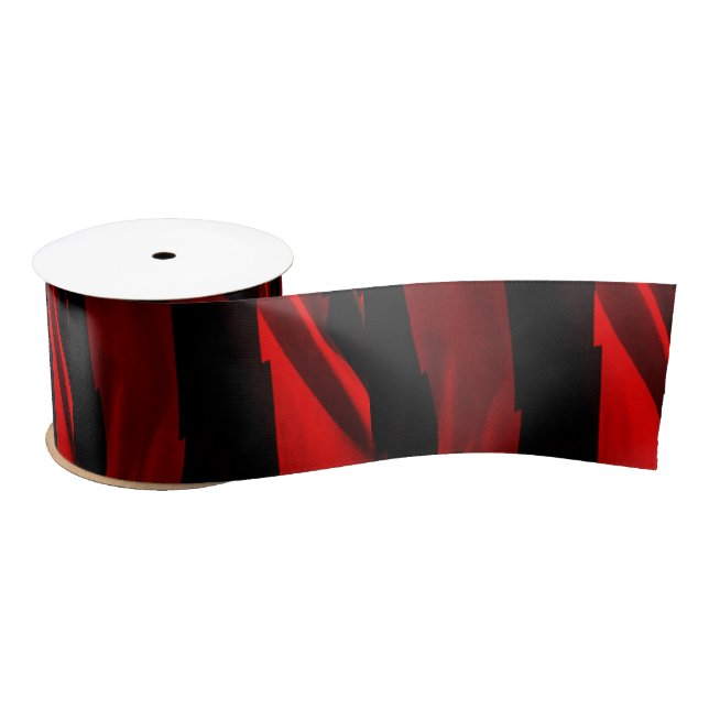Red and Black Jagged Stripes Satin Ribbon (Spool)